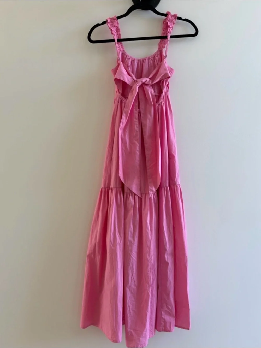 Abercrombie & Fitch Pink Tiered Maxi Dress Ruffled Straps Tie Back - Extra Small
